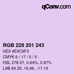 Color code: RGB 228 201 243 | qconv.com