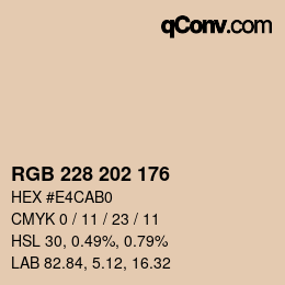 カラーコード: RGB 228 202 176 | qconv.com