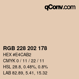 カラーコード: RGB 228 202 178 | qconv.com