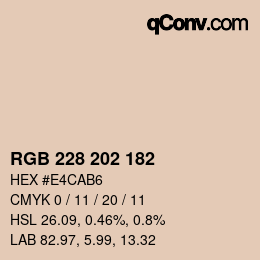 Color code: RGB 228 202 182 | qconv.com