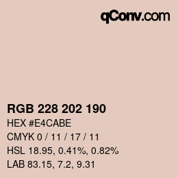 颜色代码: RGB 228 202 190 | qconv.com