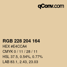 颜色代码: RGB 228 204 164 | qconv.com