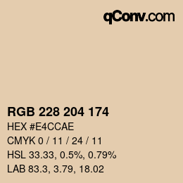 颜色代码: RGB 228 204 174 | qconv.com