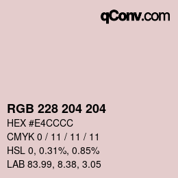Color code: RGB 228 204 204 | qconv.com