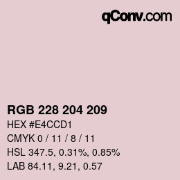 Color code: RGB 228 204 209 | qconv.com