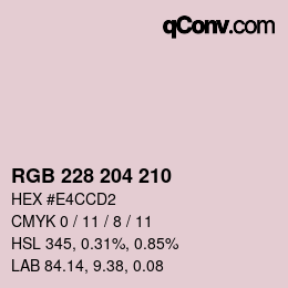 Color code: RGB 228 204 210 | qconv.com