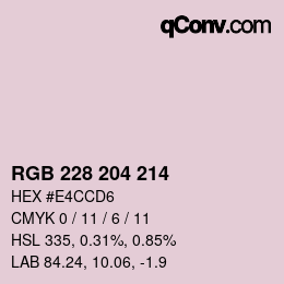 Color code: RGB 228 204 214 | qconv.com