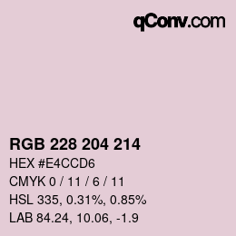 Color code: RGB 228 204 214 | qconv.com