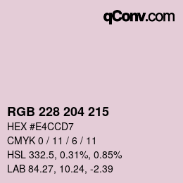 Color code: RGB 228 204 215 | qconv.com
