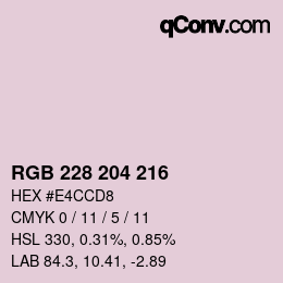 Color code: RGB 228 204 216 | qconv.com