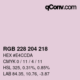 Color code: RGB 228 204 218 | qconv.com