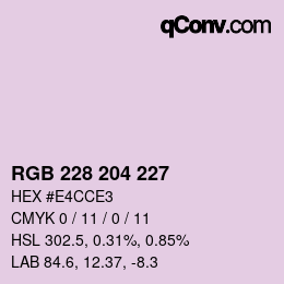 Color code: RGB 228 204 227 | qconv.com