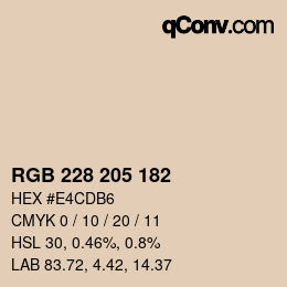 カラーコード: RGB 228 205 182 | qconv.com