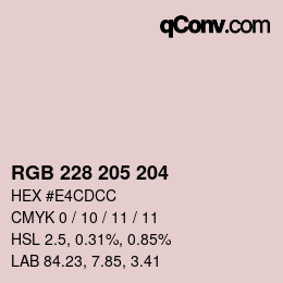 Color code: RGB 228 205 204 | qconv.com