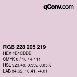 Color code: RGB 228 205 219 | qconv.com