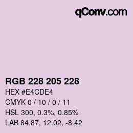 Farbcode: RGB 228 205 228 | qconv.com