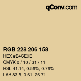 Color code: RGB 228 206 158 | qconv.com