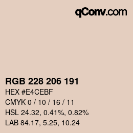 颜色代码: RGB 228 206 191 | qconv.com