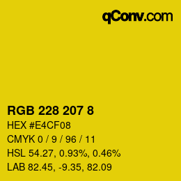 カラーコード: RGB 228 207 8 | qconv.com