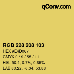 Color code: RGB 228 208 103 | qconv.com