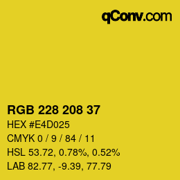 Color code: RGB 228 208 37 | qconv.com