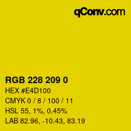 Color code: RGB 228 209 0 | qconv.com