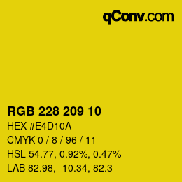 カラーコード: RGB 228 209 10 | qconv.com