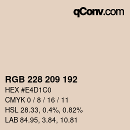カラーコード: RGB 228 209 192 | qconv.com