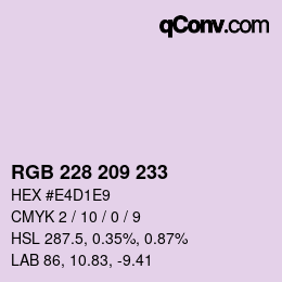 カラーコード: RGB 228 209 233 | qconv.com