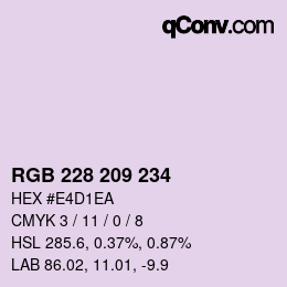 Color code: RGB 228 209 234 | qconv.com