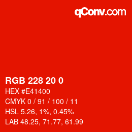 Color code: RGB 228 20 0 | qconv.com
