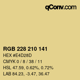 Color code: RGB 228 210 141 | qconv.com