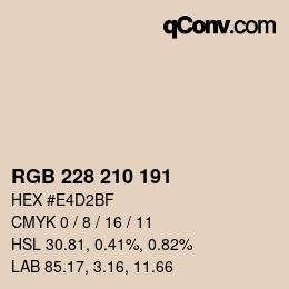 Color code: RGB 228 210 191 | qconv.com