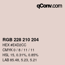 Color code: RGB 228 210 204 | qconv.com