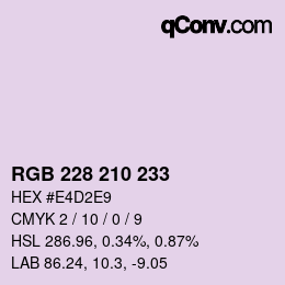 Color code: RGB 228 210 233 | qconv.com