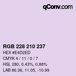 カラーコード: RGB 228 210 237 | qconv.com