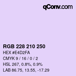 Color code: RGB 228 210 250 | qconv.com