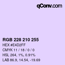 Color code: RGB 228 210 255 | qconv.com