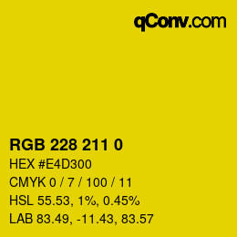 Color code: RGB 228 211 0 | qconv.com