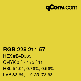 Color code: RGB 228 211 57 | qconv.com