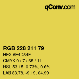 Color code: RGB 228 211 79 | qconv.com