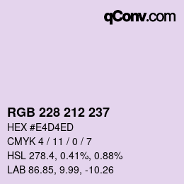 Color code: RGB 228 212 237 | qconv.com