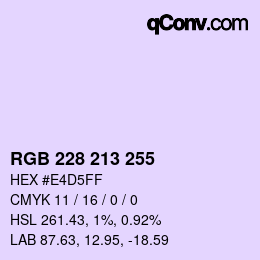 Color code: RGB 228 213 255 | qconv.com