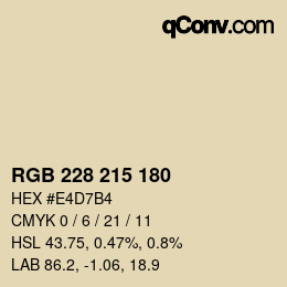 Color code: RGB 228 215 180 | qconv.com