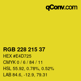 Color code: RGB 228 215 37 | qconv.com