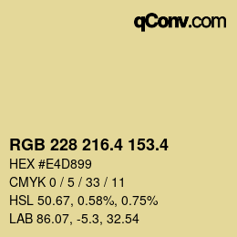 カラーコード: RGB 228 216.4 153.4 | qconv.com