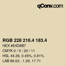 カラーコード: RGB 228 216.4 183.4 | qconv.com