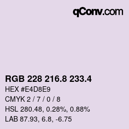 カラーコード: RGB 228 216.8 233.4 | qconv.com