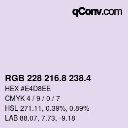カラーコード: RGB 228 216.8 238.4 | qconv.com