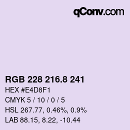 カラーコード: RGB 228 216.8 241 | qconv.com